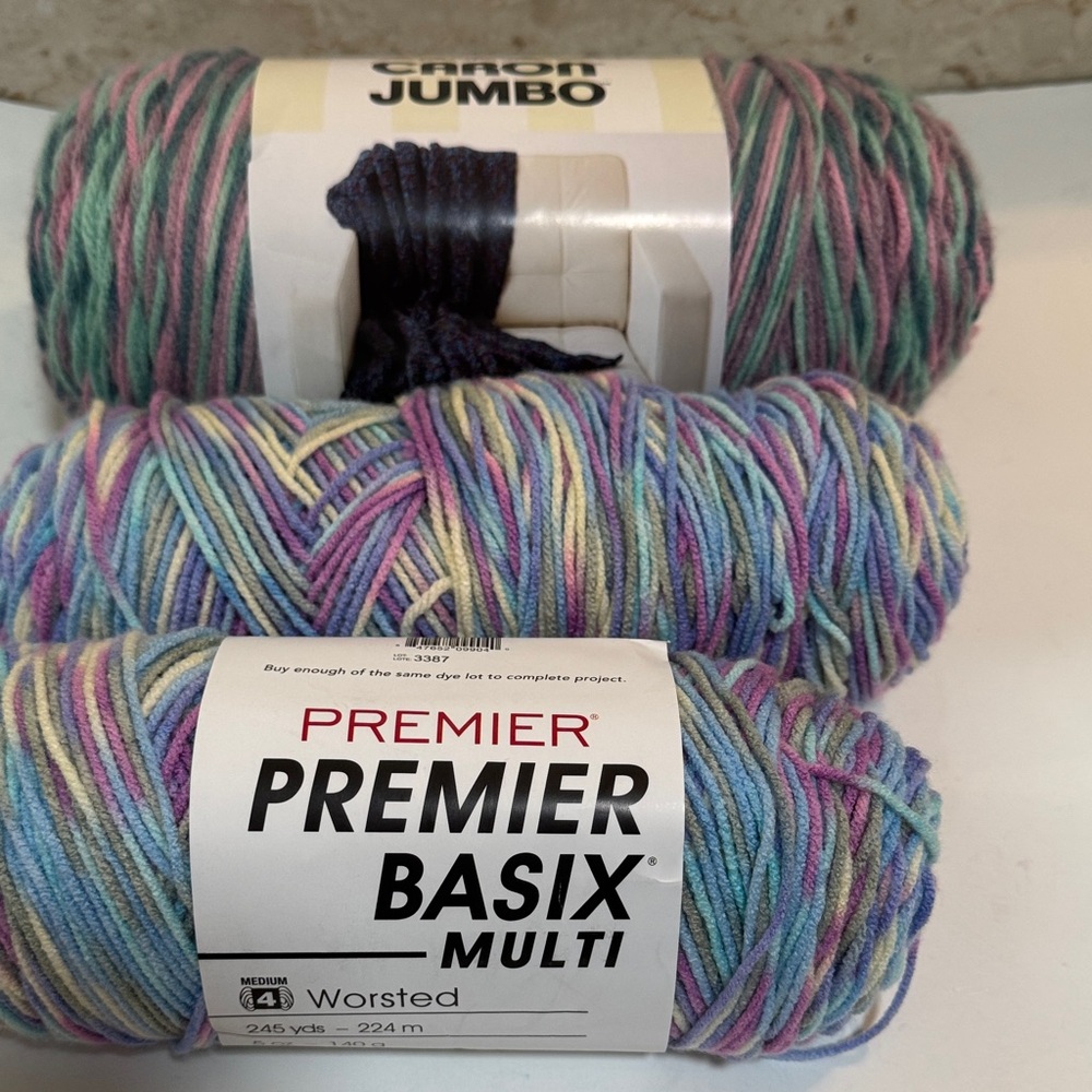 Premier Basix Multi Yarn in Vibrant Hues and Caron one pound